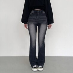 【SHORT/BASIC/LONG 丈別】ビンテージウォッシングブーツカットデニム8色 Black Blue