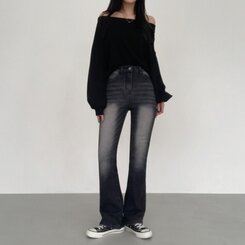 【SHORT/BASIC/LONG 丈別】ビンテージウォッシングブーツカットデニム8色 Black Blue