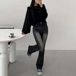 【SHORT/BASIC/LONG 丈別】ビンテージウォッシングブーツカットデニム8色 Black Blue