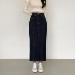 ノンフェードベーシックデニムスカート BLUE