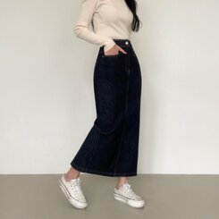 ノンフェードベーシックデニムスカート BLUE