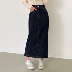 ノンフェードベーシックデニムスカート BLUE