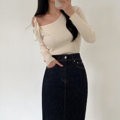 ノンフェードベーシックデニムスカート BLUE