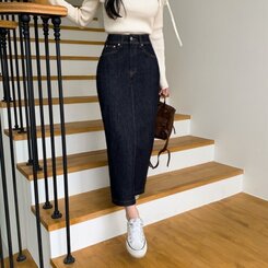 ノンフェードベーシックデニムスカート BLUE