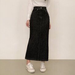 ノンフェードベーシックデニムスカート BLACK
