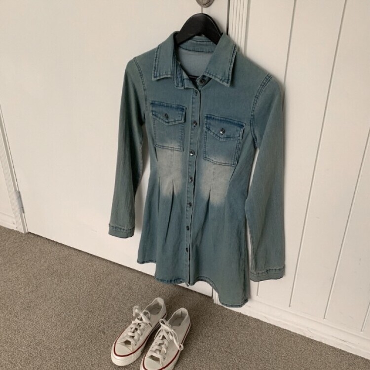 ウォッシングポケットデニムミニワンピース