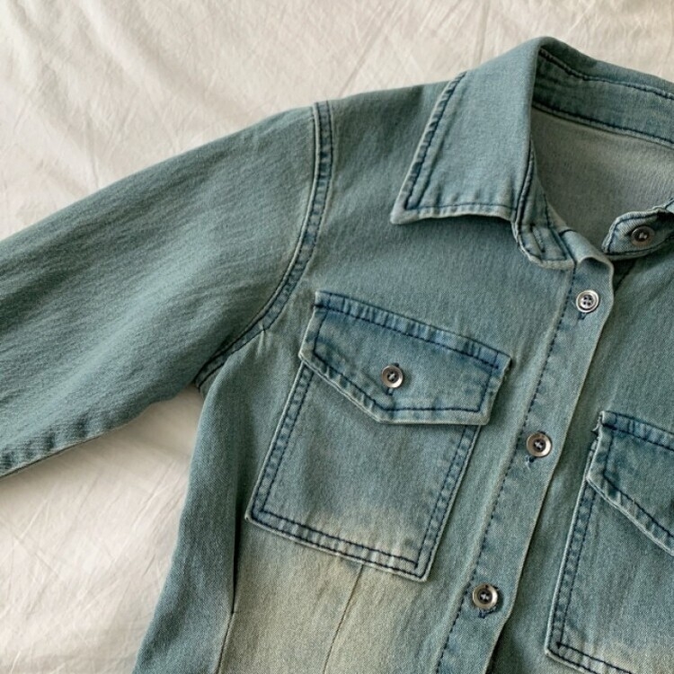 ウォッシングポケットデニムミニワンピース