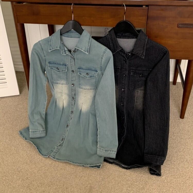 ウォッシングポケットデニムミニワンピース