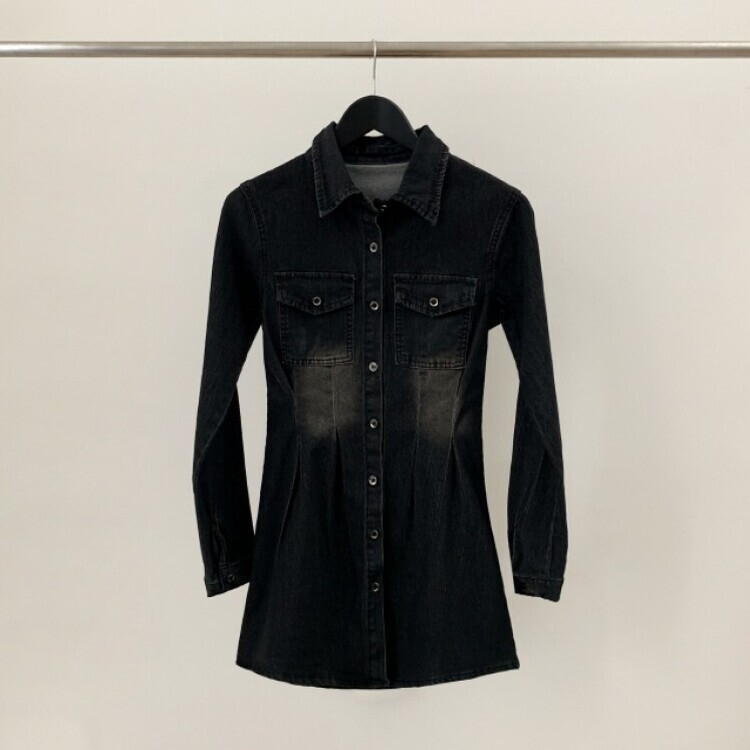 ウォッシングポケットデニムミニワンピース