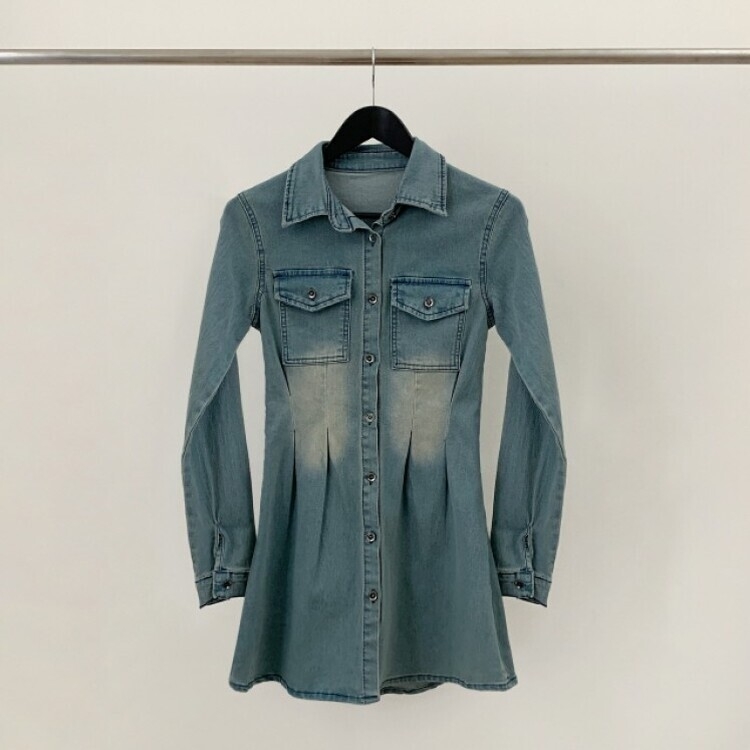 ウォッシングポケットデニムミニワンピース