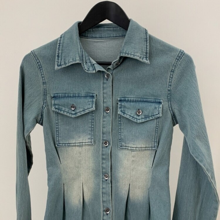 ウォッシングポケットデニムミニワンピース