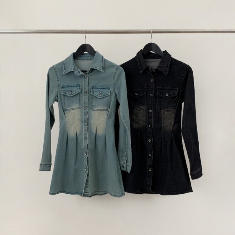 ウォッシングポケットデニムミニワンピース