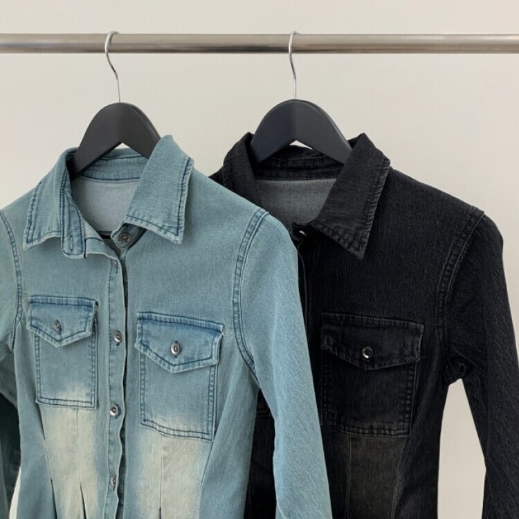 ウォッシングポケットデニムミニワンピース