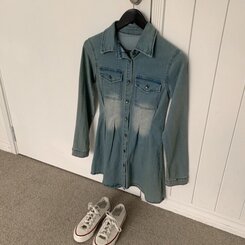 ウォッシングポケットデニムミニワンピース