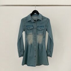 ウォッシングポケットデニムミニワンピース