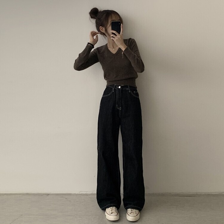 너리싱 브이넥 봄옷 하객룩 긴팔 허리잘록 크롭 니트 12color