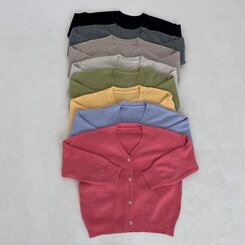 여리만능 브이넥 오버핏 베이직 긴팔 니트 가디건