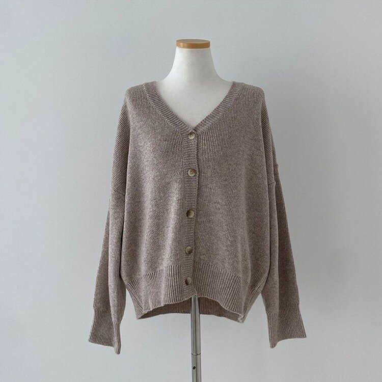 여리만능 브이넥 오버핏 베이직 긴팔 니트 가디건