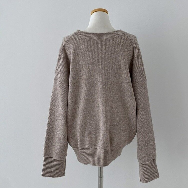 여리만능 브이넥 오버핏 베이직 긴팔 니트 가디건