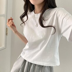 半袖Tシャツ デイリークロップ半袖Tシャツ7色 IVORY