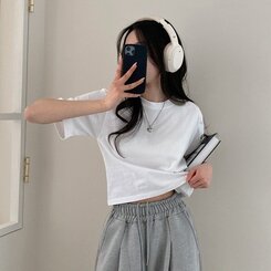 半袖Tシャツ デイリークロップ半袖Tシャツ7色 IVORY