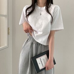 半袖Tシャツ デイリークロップ半袖Tシャツ7色 IVORY