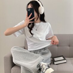 半袖Tシャツ デイリークロップ半袖Tシャツ7色 IVORY
