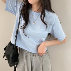 半袖Tシャツ デイリークロップ半袖Tシャツ7色 SKY BLUE