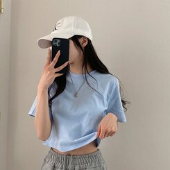 半袖Tシャツ デイリークロップ半袖Tシャツ7色 SKY BLUE