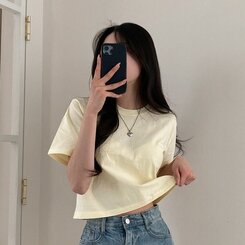 半袖Tシャツ デイリークロップ半袖Tシャツ7色 YELLOW