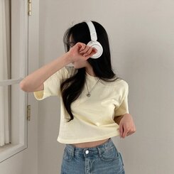 半袖Tシャツ デイリークロップ半袖Tシャツ7色 YELLOW
