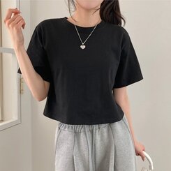 半袖Tシャツ デイリークロップ半袖Tシャツ7色 BLACK