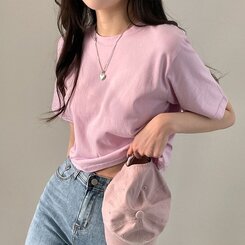 半袖Tシャツ デイリークロップ半袖Tシャツ7色 PINK