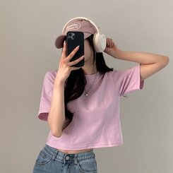 半袖Tシャツ デイリークロップ半袖Tシャツ7色 PINK