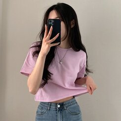 半袖Tシャツ デイリークロップ半袖Tシャツ7色 PINK