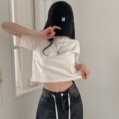 半袖Tシャツ デイリークロップ半袖Tシャツ7色 CREAM