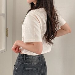半袖Tシャツ デイリークロップ半袖Tシャツ7色 CREAM
