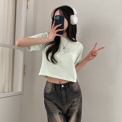 半袖Tシャツ デイリークロップ半袖Tシャツ7色 LIGHT GREEN