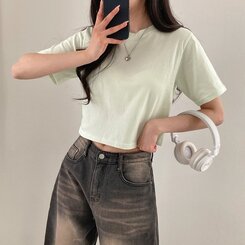 半袖Tシャツ デイリークロップ半袖Tシャツ7色 LIGHT GREEN