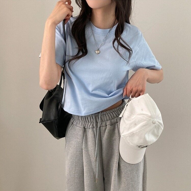 デイリークロップ半袖Tシャツ7色 SKY BLUE