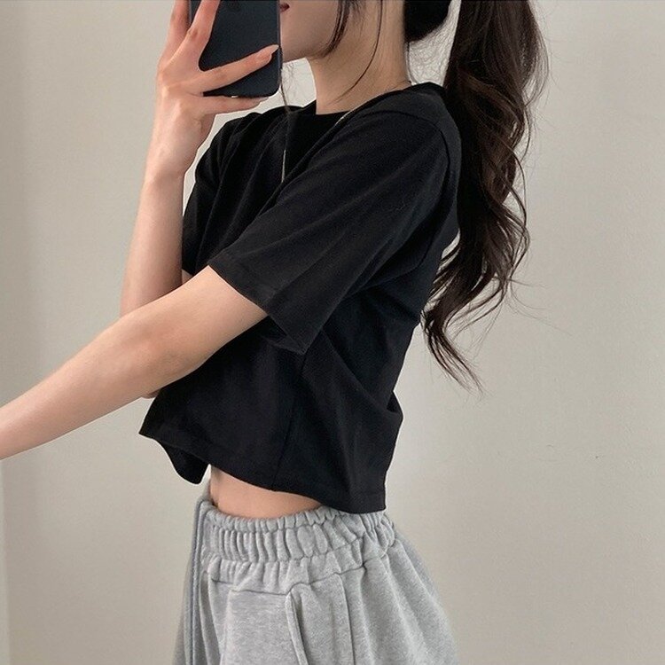 デイリークロップ半袖Tシャツ7色 BLACK