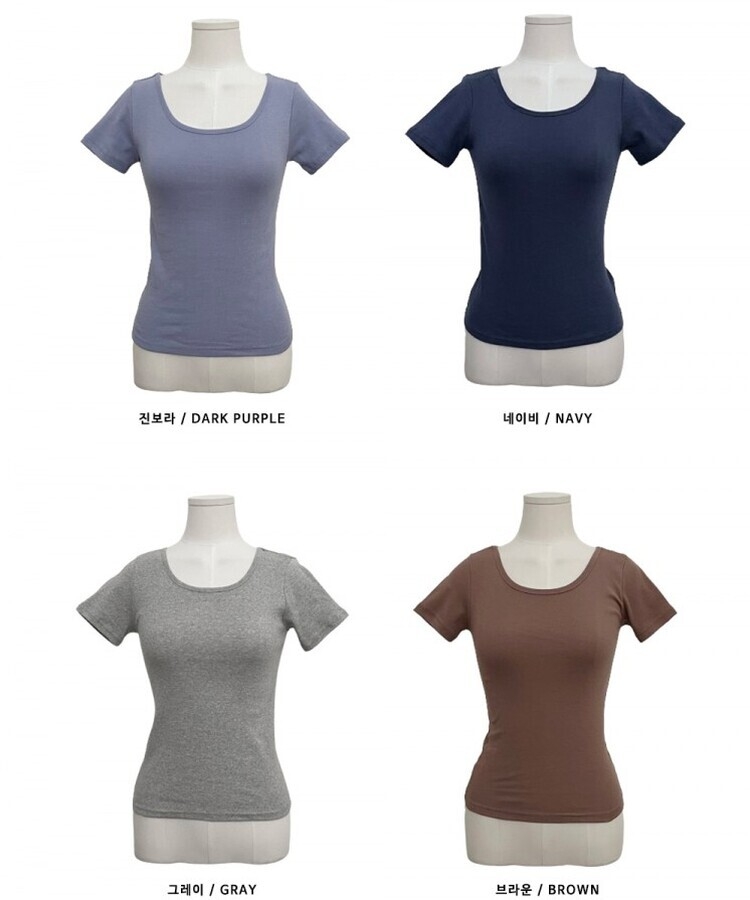 소프트무지랍빠유넥라운드슬림핏반팔티