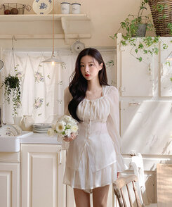 シフォンブラウスパンツセットアップ｜ツーピース｜韓国ファッション