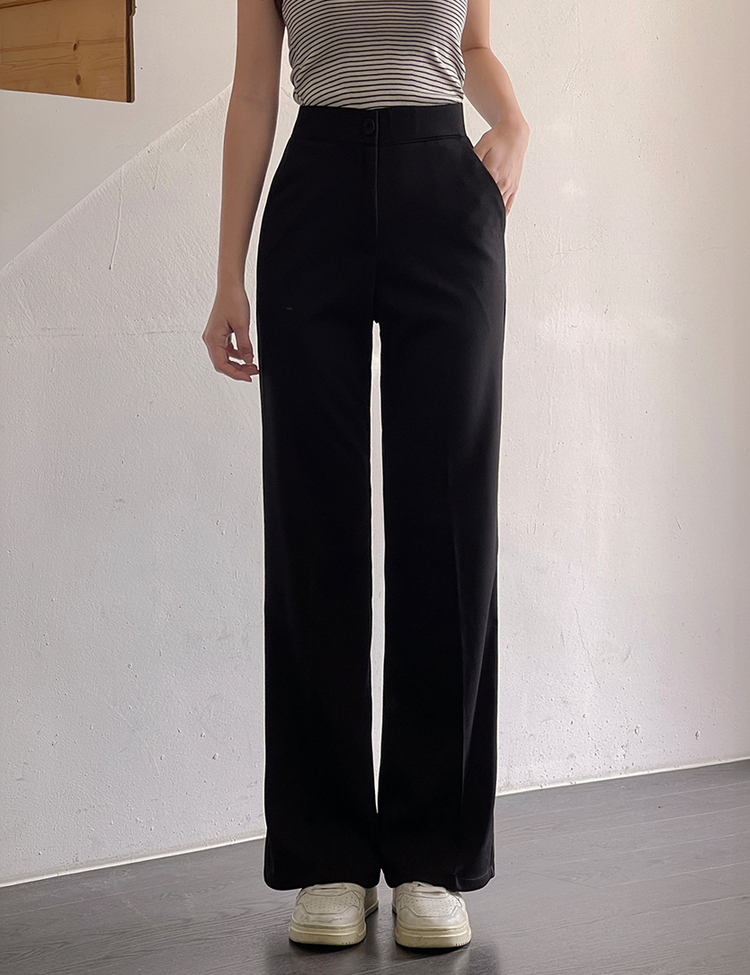 [숏,기본,롱/~2XL] 내추럴 히든밴딩  블랙 와이드 슬랙스 블랙