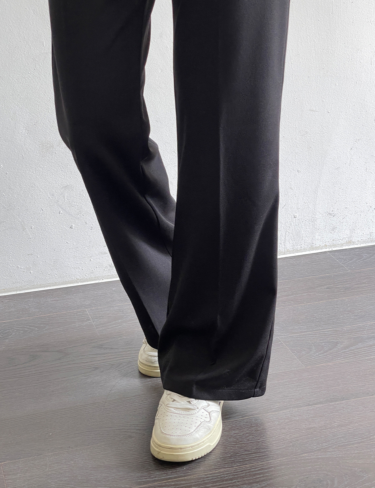 [숏,기본,롱/~2XL] 내추럴 히든밴딩  블랙 와이드 슬랙스 블랙