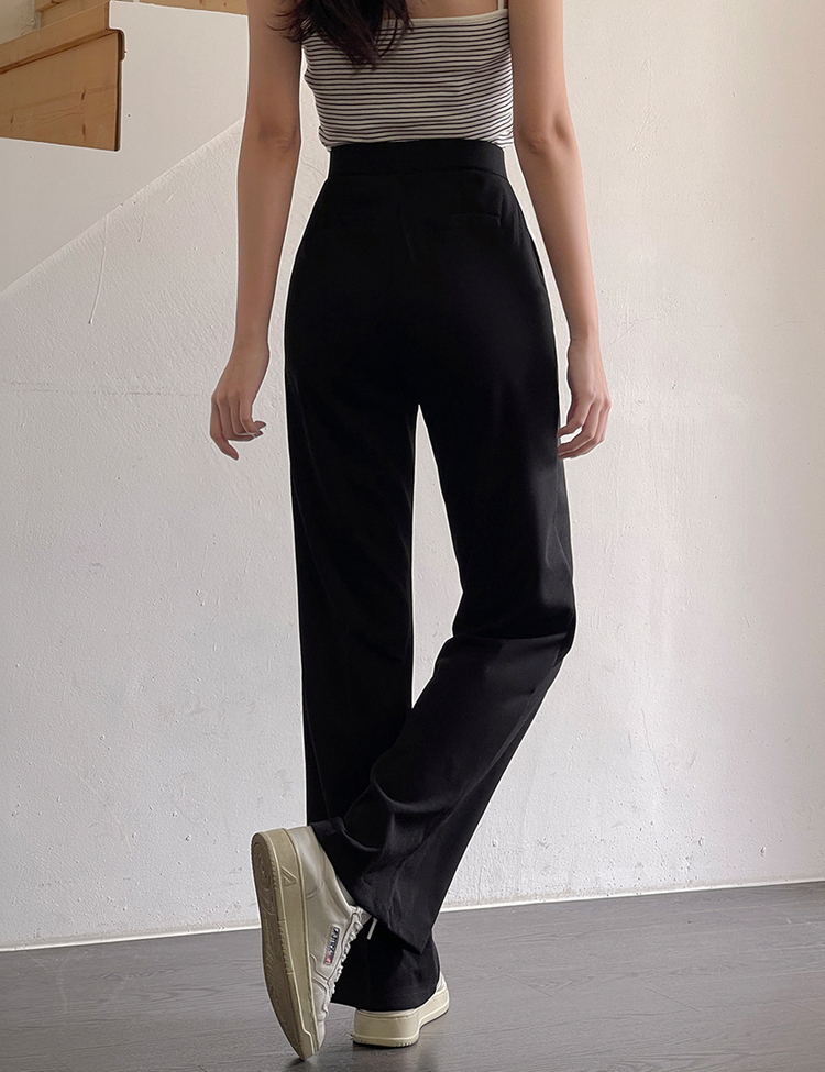 [숏,기본,롱/~2XL] 내추럴 히든밴딩  블랙 와이드 슬랙스 블랙