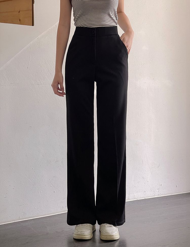 【SHORT/BASIC/LONG 丈別】シンプルワイドスラックス BLACK