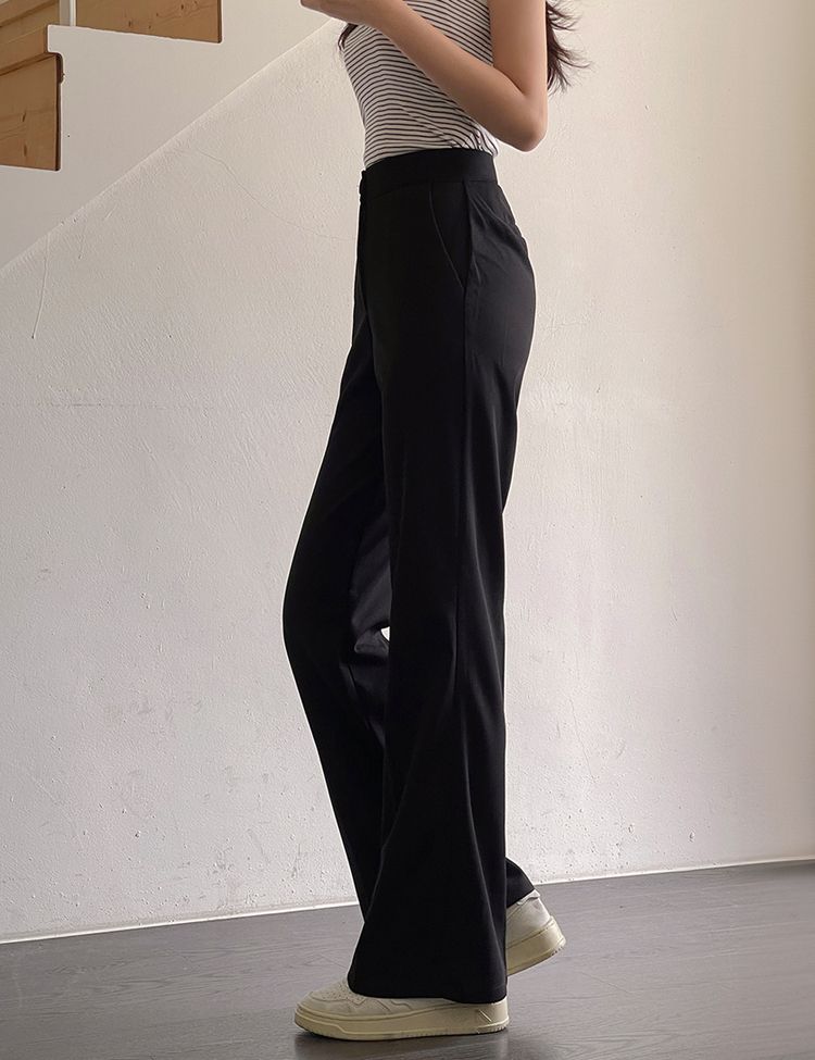 【SHORT/BASIC/LONG 丈別】シンプルワイドスラックス BLACK