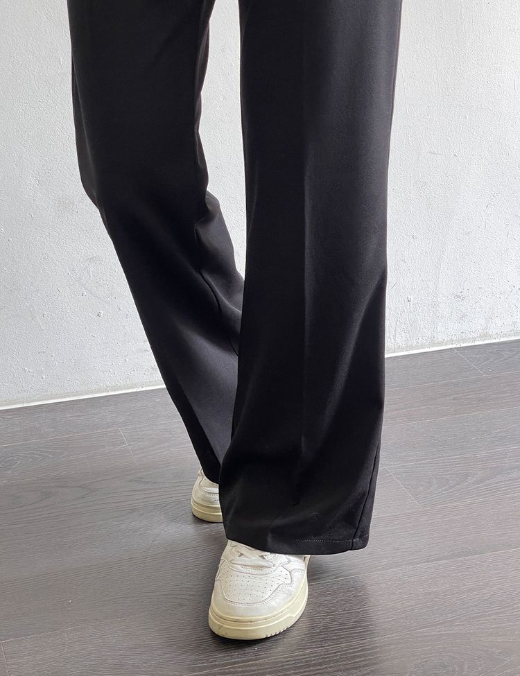 【SHORT/BASIC/LONG 丈別】シンプルワイドスラックス BLACK