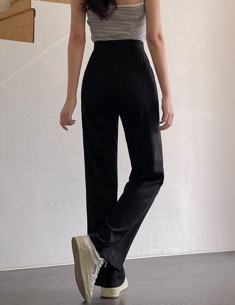 【SHORT/BASIC/LONG 丈別】シンプルワイドスラックス BLACK